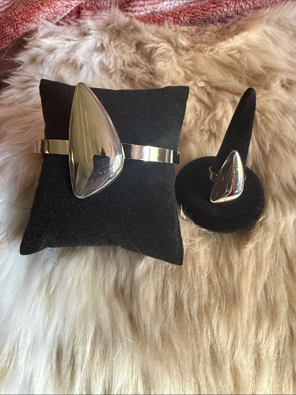 Stainless Steel Teardrop Bracelet and Adjustable Ring and Earring Set